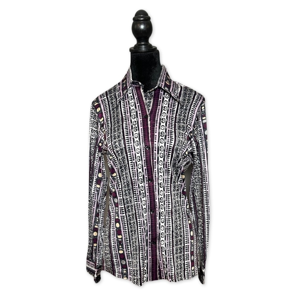 Vintage Kolortron by Koret of CA 70s Blouse Button Art Deco Awesome!